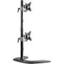 StarTech.com Vertical Dual Monitor Stand - Ergonomic Desktop Stacked Two Monitor Stand up to 27'' VESA Mount Displays - Free Standing Universal Monitor Mount - Height Adjustable - Silver (ARMDUOVS)