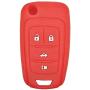 2Pcs Rubber Soft Silicone Flip Remote Key Fob Cover Remote Control Keyless Protector Bag Holder Shell for 2016-2010 Chevrolet Camaro Cruze Chevy Equinox Sonic Terrain Key Fob OHT01060512, Black/Red