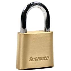 Sesamee K436 4 Dial Bottom Resettable Combination Brass Padlock with 1-Inch Hardened Steel Shackle and 10,000 Potential Combinations - 6 Pack