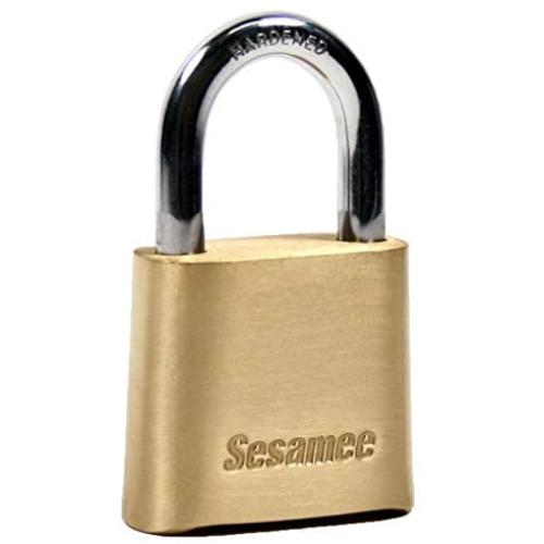 Sesamee K436 4 Dial Bottom Resettable Combination Brass Padlock with 1-Inch Hardened Steel Shackle and 10,000 Potential Combinations - 6 Pack