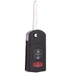 BINOWEN The Best Replacement for Mazda 3 Buttons Key Fob Shell Remote Case with Folding Uncut Blade Fit for Mazda 3 5 6 RX8 CX5 CX7 CX9 Key Fob