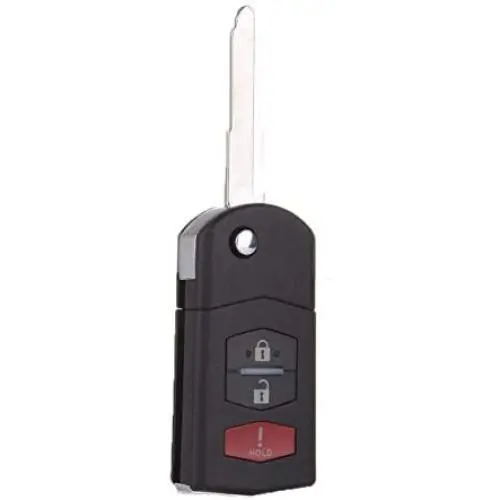 BINOWEN The Best Replacement for Mazda 3 Buttons Key Fob Shell Remote Case with Folding Uncut Blade Fit for Mazda 3 5 6 RX8 CX5 CX7 CX9 Key Fob