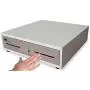 HK SYSTEMS 13'' Heavy Duty Compact White Manual Push Open Cash Drawer with 4 Bill /5 Coin Till Stainless Steel Front 