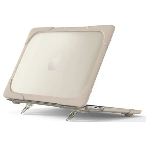ProCase MacBook Pro 16 Case 2019 A2141 with Touch Bar & Touch ID, Heavy Duty Slim Hard Shell Dual Layer Protective Cover with Fold Kickstand for MacBook Pro 16 Inch 2019 Release -Khaki
