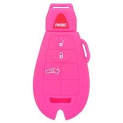 SEGADEN Silicone Cover Protector Case Holder Skin Jacket Compatible with DODGE JEEP CHRYSLER 4 Button Smart Remote Key Fob CV4752 Rose