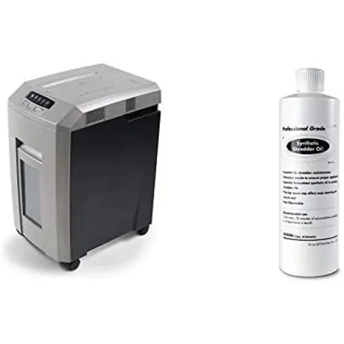 Aurora AU1580MA Professional Grade High Security 15-Sheet Micro-Cut Shredder & SL16 Professional Grade Synthetic Shredder Oil, 16 Oz Flip-Top Leak Proof Bottle