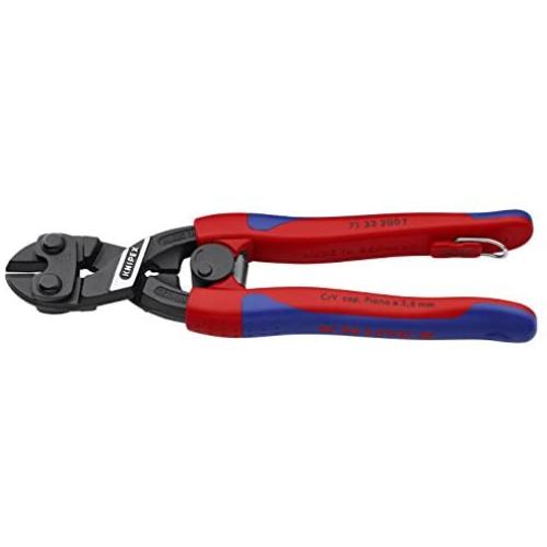 KNIPEX Tools - CoBolt Compact Bolt Cutter With Notched Blade, Spring, Multi-Component, Tethered Attachment (7132200TBKA)