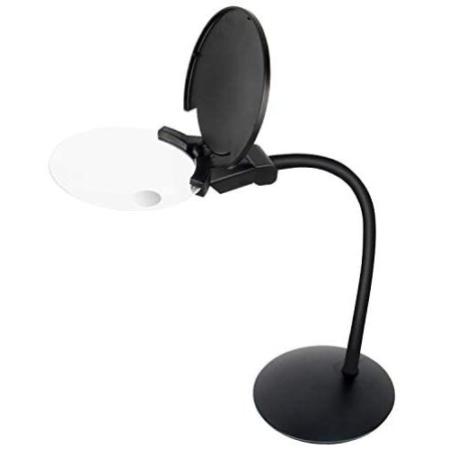XYK 3X 4.5X Charged Magnifying Lamp, Folding Design with 2 LED Lights Magnifier, Hands Free Magnifying Glass with Light for Close Work, Reading, Workbench, Crafts, Hobbies
