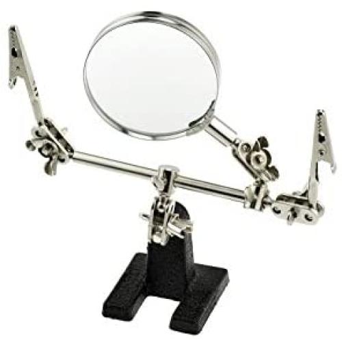 3X Helping Hand Magnifier Station Soldering Iron Base Stand with 2 Clips Clamp & 3X Magnifying Glass for Electronic Handcraf Hobbies and Watch Jewelry
