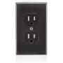 Leviton T5320-E 15 Amp, 125 Volt, Tamper Resistant, Duplex Receptacle, Residential Grade, Grounding, Black