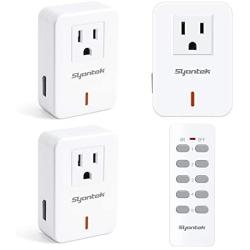 Syantek Remote Control Outlet Wireless Light Switch for Household Appliances, Expandable Remote Light Switch Kit, Up to 100 ft Range, FCC Certified, ETL Listed, White (3 Outlets + 1 Remotes)