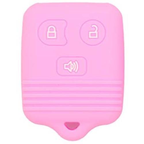 SEGADEN Silicone Cover Protector Case Holder Skin Jacket Compatible with FORD LINCOLN MAZDA MERCURY 3 Button Remote Key Fobs FCC CWTWB1U345 CWTWB1U331 GQ43VT11T CV2715 Pink