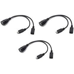 3 Pack OTG Cable for Fire Stick 4K, Samsung Galaxy, Amazon Fire TV, LG, HTC Android Phone Tablet Micro USB Host with Micro USB Power