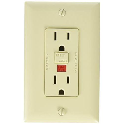 RV Designer S803, Dual GFCI Outlet with Cover Plate, Ivory, AC Electrical