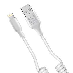 ONE PIX Coiled iPhone Cable for Car (3 ft) (White-2PC)