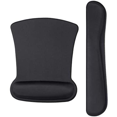 iLeadon Keyboard Wrist Rest Pad and Mouse Wrist Rest Support Mouse Pad Set, Non Slip Rubber Base Wrist Support with Ergonomic Raised Memory Foam for Easy Typing & Pain Relief, Black