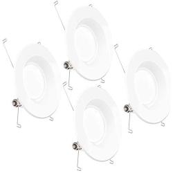 Sunco Lighting 4 Pack 5/6 Inch LED Recessed Downlight, Smooth Trim, Dimmable, 13W=75W, 965 LM, 3000K Warm White, Damp Rated, Simple Retrofit Installation - UL