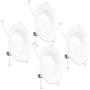 Sunco Lighting 4 Pack 5/6 Inch LED Recessed Downlight, Smooth Trim, Dimmable, 13W=75W, 965 LM, 3000K Warm White, Damp Rated, Simple Retrofit Installation - UL