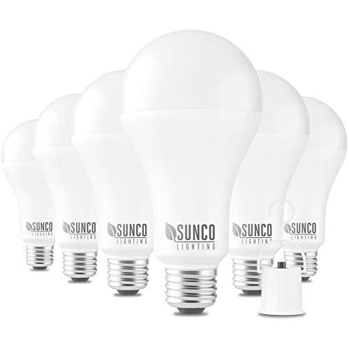 Sunco Lighting 6 Pack Rechargeable Emergency Bulb, A21, 11W, 5000K Daylight, E26, Battery Powered LED Bulb, 4 Hours Backup, Portable Camping Light - UL