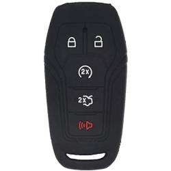 LemSa 2Pcs 5 Buttons Soft Silicone Key Fob Cover Case Remote Keyless Protector Bag Holder Compatible with Ford F-150 F-450 Fusion Explorer Lincoln Fusion MKZ Mustang MKC, Black/Purple