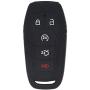 LemSa 2Pcs 5 Buttons Soft Silicone Key Fob Cover Case Remote Keyless Protector Bag Holder Compatible with Ford F-150 F-450 Fusion Explorer Lincoln Fusion MKZ Mustang MKC, Black/Purple