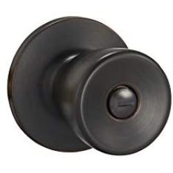 Amazon Basics Tulip Door Knob With Lock, Privacy, Oil Rubbed Bronze
