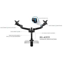 Mount-it! Dual Monitor Desk Mount Swivel Arm, Quick Connect with Combo Grommet and Clamp Base (MI-43111-BLK)