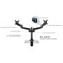 Mount-it! Dual Monitor Desk Mount Swivel Arm, Quick Connect with Combo Grommet and Clamp Base (MI-43111-BLK)
