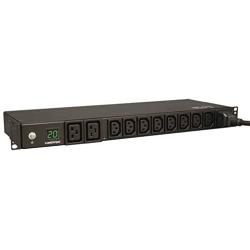 Tripp Lite Metered PDU, 10 Outlets (8 C13, 2 C19), 200-240V, C20/L6-20P Adapter, 3.2-3.8kW, 12 ft. Cord, 1U Rack-Mount Single-Phase PDU, TAA (PDUMH20HV), Black