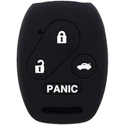 WERFDSR Sillicone key fob Skin key Cover Keyless Entry Remote Case Protector Shell for Honda Accord Civic CRV EX SE Element Pilot 4 button smart remote black
