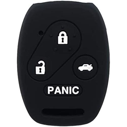 WERFDSR Sillicone key fob Skin key Cover Keyless Entry Remote Case Protector Shell for Honda Accord Civic CRV EX SE Element Pilot 4 button smart remote black