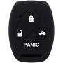 WERFDSR Sillicone key fob Skin key Cover Keyless Entry Remote Case Protector Shell for Honda Accord Civic CRV EX SE Element Pilot 4 button smart remote black