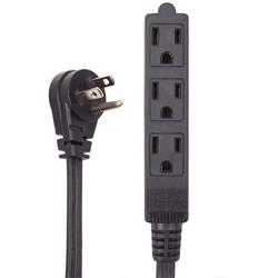 Electes 8 Feet Heavy Duty Extension Cord/Wire, Multi 3 Outlet, 3 Prong Grounded, Angled Flat Plug, 16/3, SPT3, UL Listed, Black