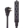Electes 8 Feet Heavy Duty Extension Cord/Wire, Multi 3 Outlet, 3 Prong Grounded, Angled Flat Plug, 16/3, SPT3, UL Listed, Black