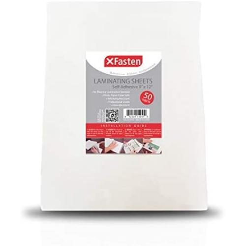 XFasten Self-Adhesive Laminating Sheets, 9 x 12 Inches (50-Pack), 4.76 Thickness