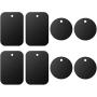 Universal Metal Plate 8 Pack for Magnetic Phone Car Mount Holder Cradle with Adhesive (Compatible with Magnetic Mounts) - 4 Rectangle and 4 Round, Black