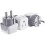 Schuko Germany, France Plug Adapter by Ceptics, Dual Input - Ultra Compact Light Weight - Usa to Russia, South Korea Travel Adaptor Plug - Type E/F (3 Pack)