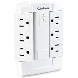 CyberPower CSB600WS Surge Protector, 900J/125V, 6 Swivel Outlets, Wall Tap, White