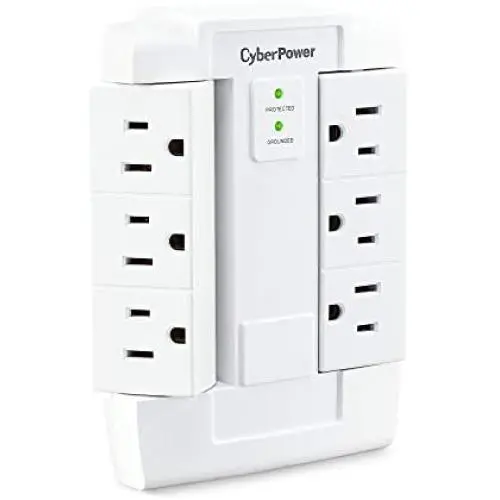 CyberPower CSB600WS Surge Protector, 900J/125V, 6 Swivel Outlets, Wall Tap, White CyberPower CSB600WS Surge Protector, 900J/125V, 6 Swivel Outlets, Wall Tap, White
