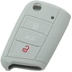 SEGADEN Silicone Cover Protector Case Skin Jacket Compatible with VOLKSWAGEN 3 Button Flip Remote Key Fob CV9803 Gray