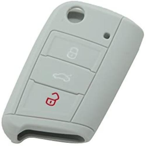 SEGADEN Silicone Cover Protector Case Skin Jacket Compatible with VOLKSWAGEN 3 Button Flip Remote Key Fob CV9803 Gray