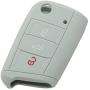 SEGADEN Silicone Cover Protector Case Skin Jacket Compatible with VOLKSWAGEN 3 Button Flip Remote Key Fob CV9803 Gray