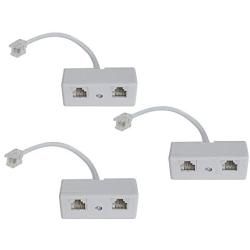 [RJ11 Telephone Adapter] SINCODA 3PCS 2-Way RJ11 6P4C Telephone Plug to RJ11 6P4C Socket Adapter and Splitter for Landline Telephone