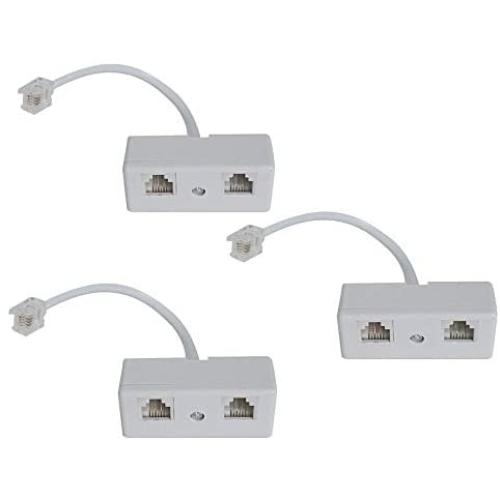 [RJ11 Telephone Adapter] SINCODA 3PCS 2-Way RJ11 6P4C Telephone Plug to RJ11 6P4C Socket Adapter and Splitter for Landline Telephone