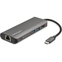 StarTech.com USB C Multiport Adapter - USB-C Travel Dock to 4K HDMI, 3x USB 3.0 Hub, SD/SDHC, GbE, 60W PD 3.0 Pass-Through - Portable USB-C Mini Docking Station USB Type-C/Thunderbolt 3 (DKT30CSDHPD3)