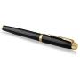 PARKER IM Rollerball Pen, Black Lacquer Gold Trim with Fine Point Black Ink Refill, Gift Box (1931659), Black and Gold