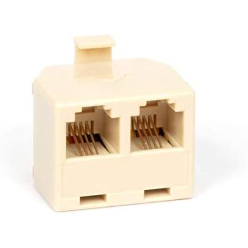 Duplex Jack Phone Wall Adapter - 1 Pack, Ivory - 2-Way Phone Splitter (2 Lines) Wall Jack Phone RJ11 Adapter