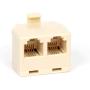 Duplex Jack Phone Wall Adapter - 1 Pack, Ivory - 2-Way Phone Splitter (2 Lines) Wall Jack Phone RJ11 Adapter