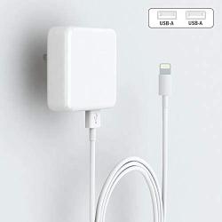 USB Wall Charger 3.1A Dual Port Travel Power Adapter with 6 Feet Data USB Charging Cord Compatible with iPhone 11/11Pro/11 Pro Max/Xs/XR/X/8/7/6 Plus, iPad