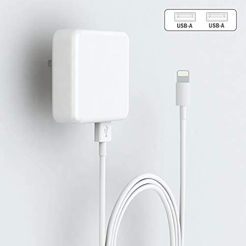 USB Wall Charger 3.1A Dual Port Travel Power Adapter with 6 Feet Data USB Charging Cord Compatible with iPhone 11/11Pro/11 Pro Max/Xs/XR/X/8/7/6 Plus, iPad